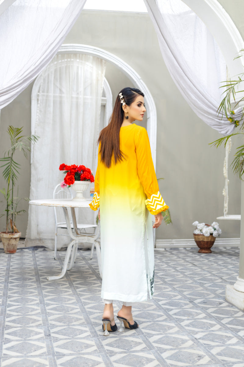 Yellow Digital Printing Dress (CC 541)