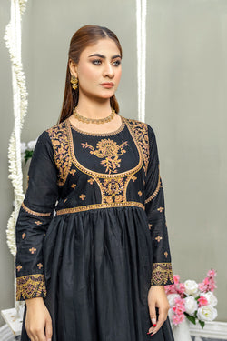 Black Embroidered Frock Dress (CC 641)
