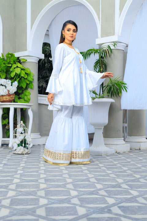 White Frock & Sharara Dress (CC 301)