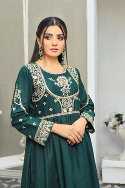 Green Embroiders Frock Dress (CC 642)