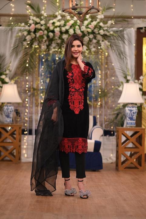 2 Piece Black Velvet Embroidery Nida Yasir Dress (CC 402)